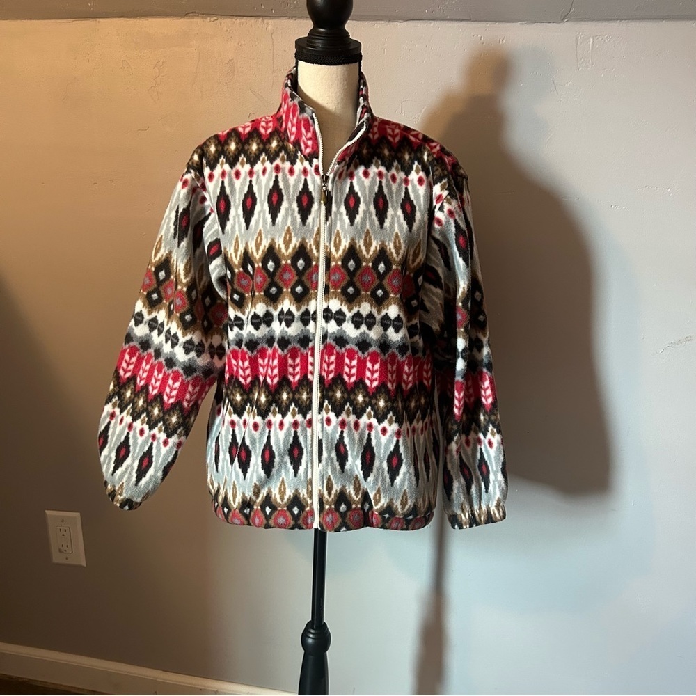 Alfred Dunner Aztec Tribal Print Fleece Zip Up Women’s PS 100% Polyester